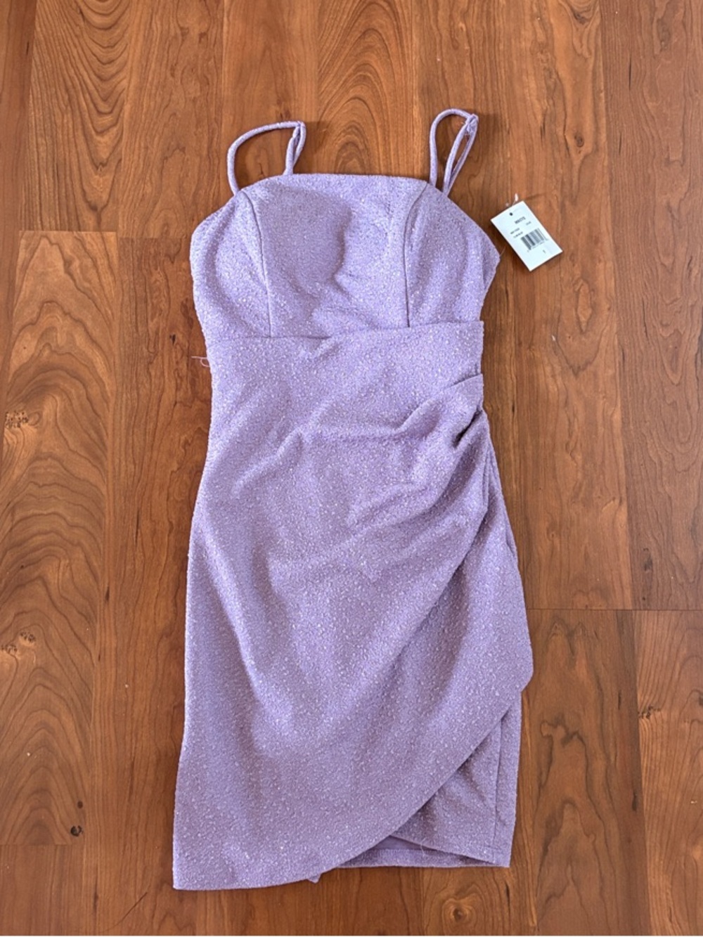 Crystal Doll Sparkling Lilac Ruched Bodycon Mini Dress